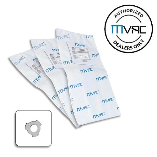 MVAC HEPA TYPE HEAVY DUTY CENTRAL VACUUM BAGS AND ROUND FILTER.