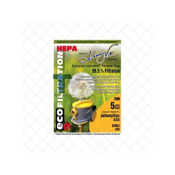 VACUUM BAG, 5 PK GHIBLI & JOHNNY VAC AS6 HEPA TYPE